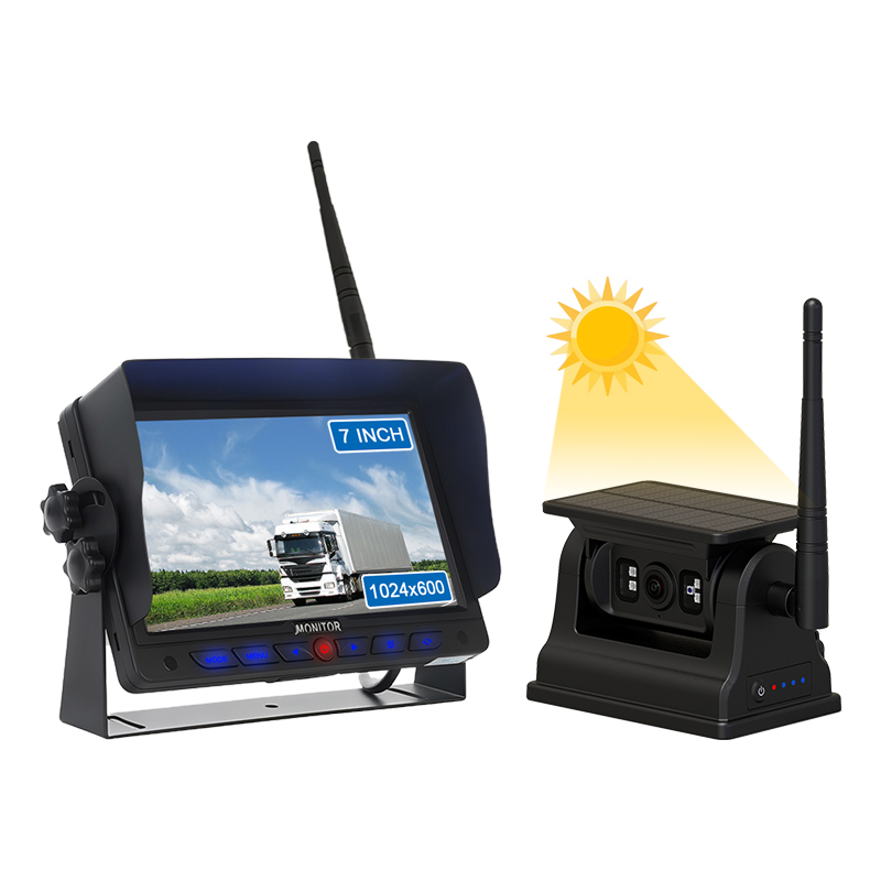 ¿Puede un monitor inalámbrico de 7 pulgadas con cámara alimentada por energía solar para vehículos comerciales simplificar la instalación?