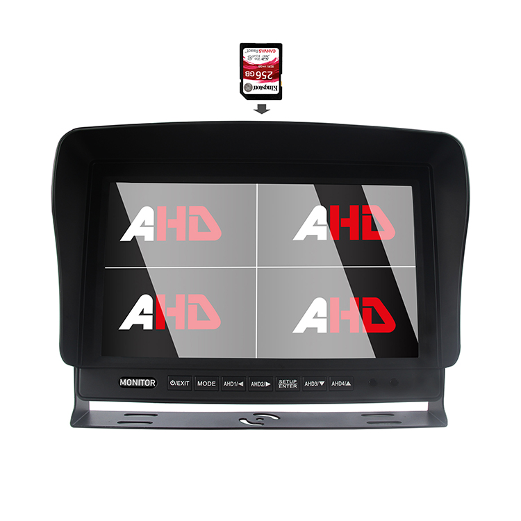 Monitor de vehículo SD DVR con pantalla dividida cuádruple AHD de 10,1 pulgadas