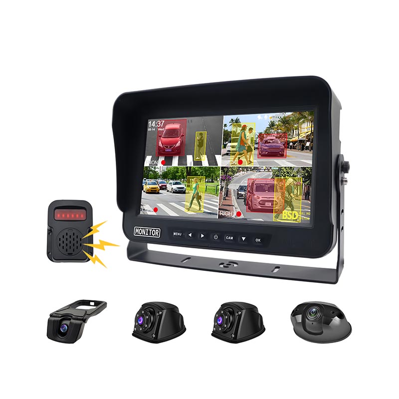 Sistema de detección de punto ciego de AI monitor IA de 10 pulgadas de 4 canales
