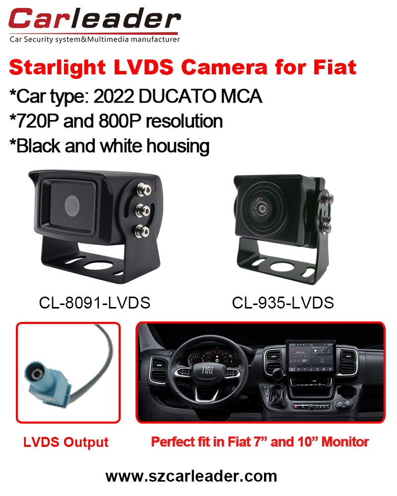 Cámara de visión trasera para vehículo Carleader LVDS compatible con Fiat Ducato