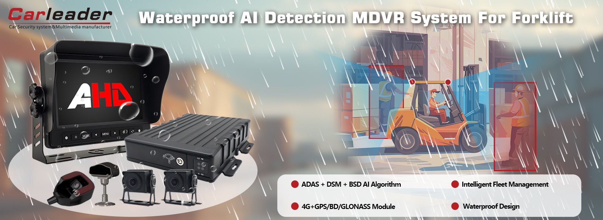 Sistema MDVR de detección de IA impermeable para la carretilla elevadora