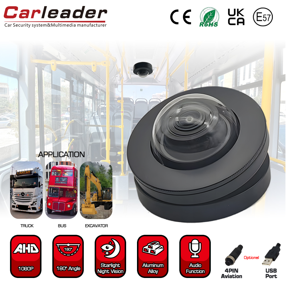 Carleader 180 grados HD 1080p Cámara de vehículos Dome para vigilancia en el vehículo