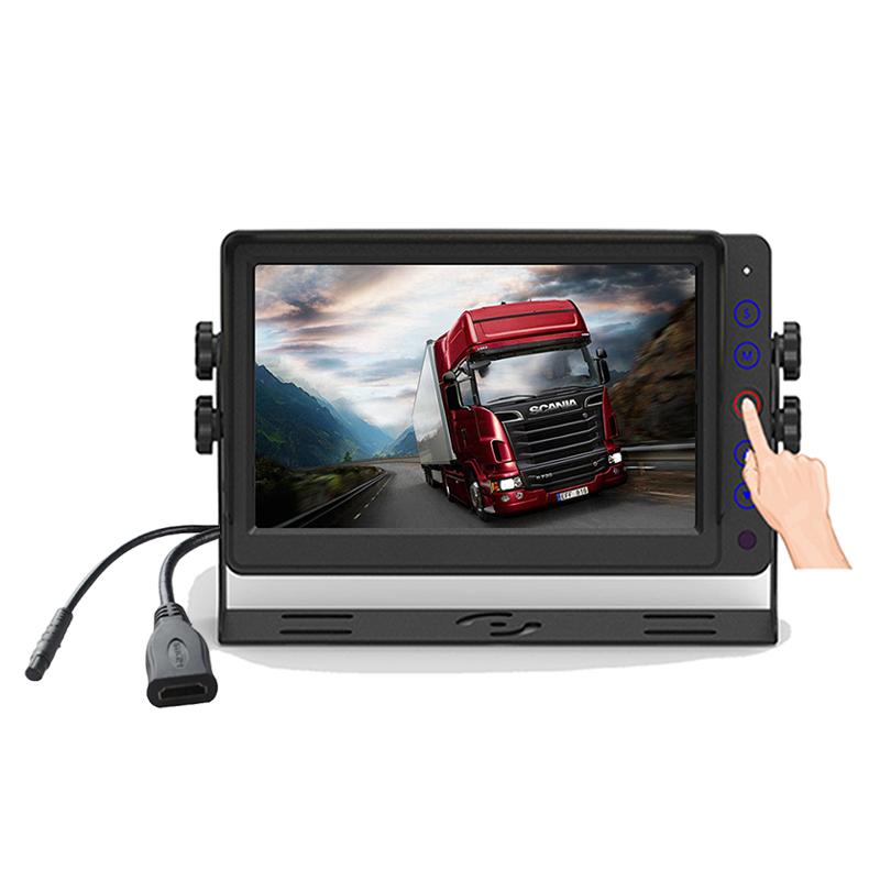 Carleader Monitor de vehículo resistente HD con botón táctil de 7 pulgadas compatible con entradas de señal CVBS y HD