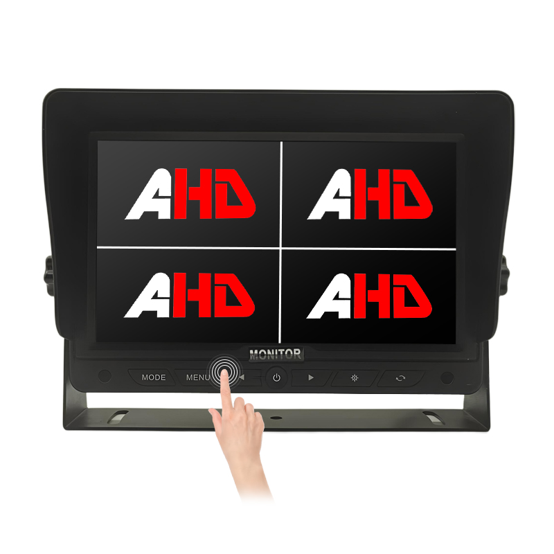 Carleader Monitor de marcha atrás con botones táctiles AHD con pantalla dividida cuádruple de 7 pulgadas