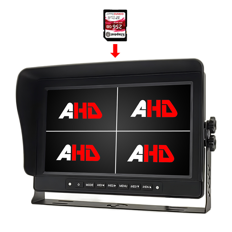 Monitor AHD de grabación de vídeo con pantalla cuádruple impermeable Carleader 10.1