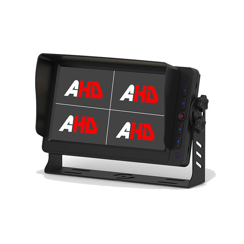 Monitor para vehículos AHD de 7 pulgadas con 4 entradas de vídeo, 5 botones de clic y función de disparo