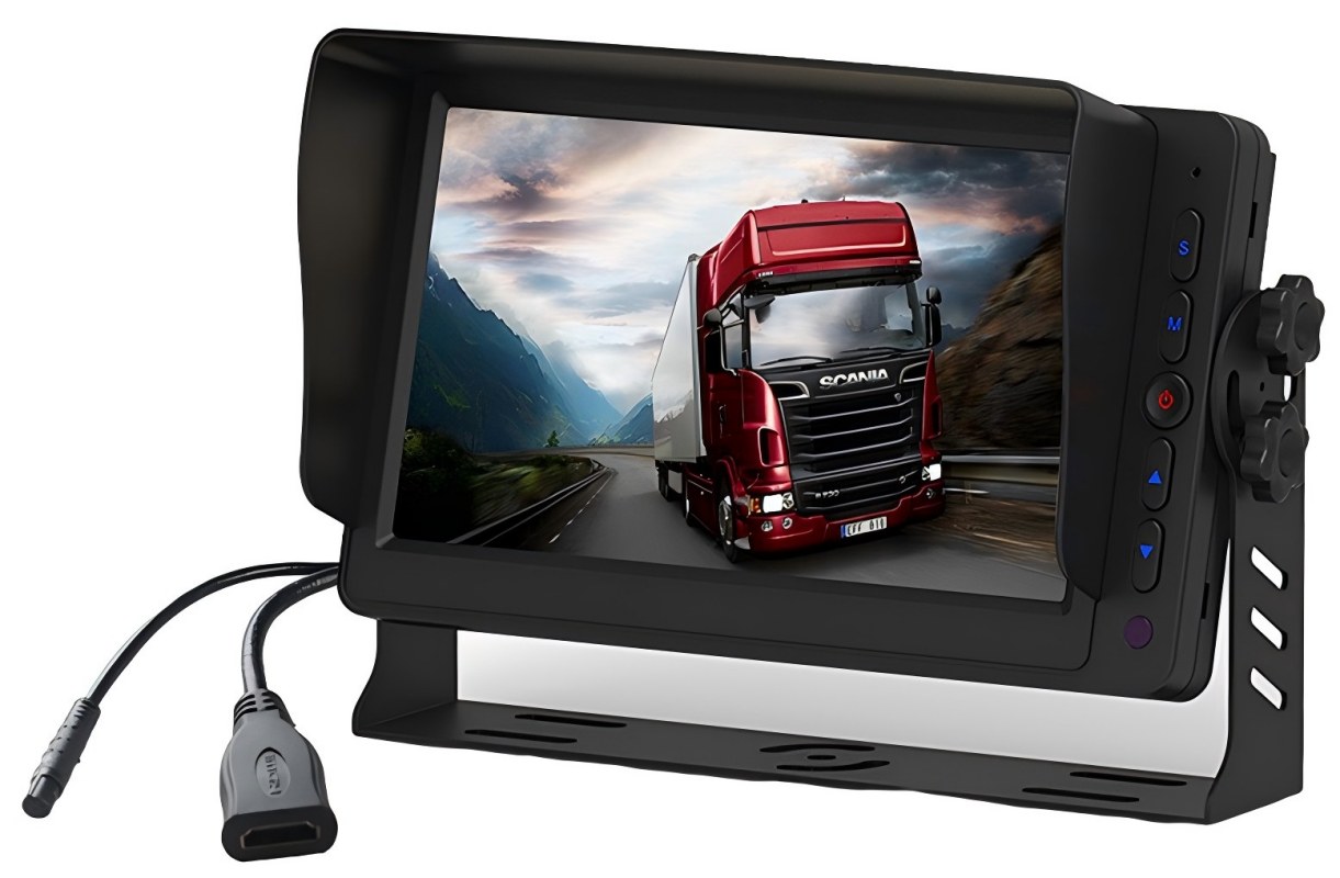 Monitor para vehículos HDMI de 7 pulgadas con entradas AV duales, disparador inverso y altavoz incorporado