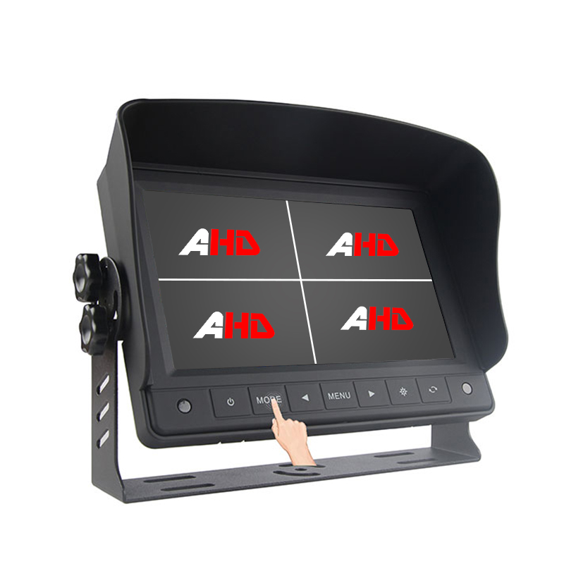 Monitor AHD con botones táctiles para vehículo con pantalla dividida cuádruple de 7 pulgadas